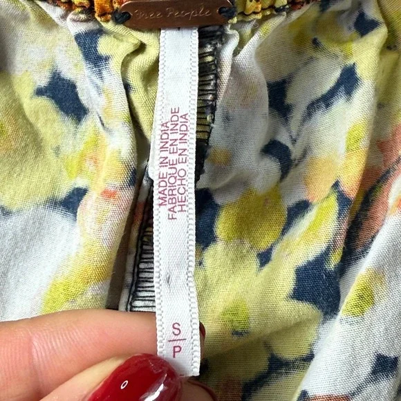 Free People Floral Print Puff‎ Sleeve Cutout Wide Leg Jumpuit Size Small - Picture 9 of 14